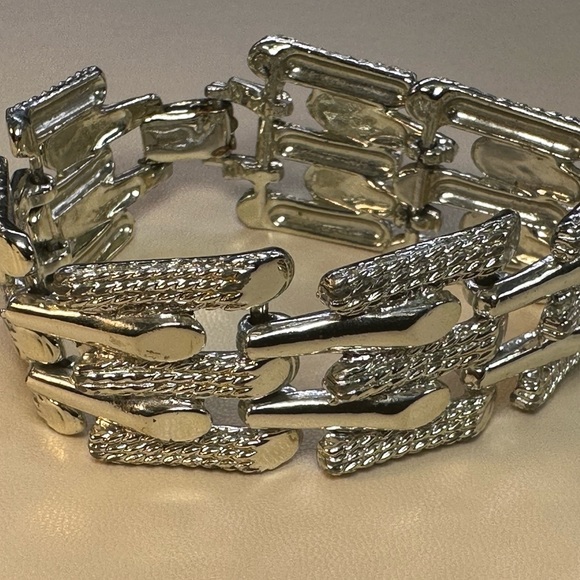 Classy, silver tone, textured, smooth bracelet, you are sure to love - Picture 3 of 12